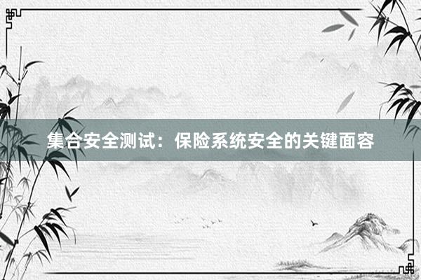集合安全测试：保险系统安全的关键面容